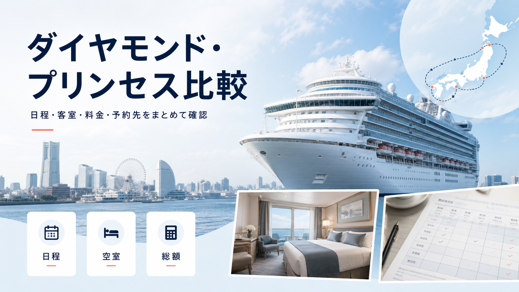 ダイヤモンド・プリンセスはどれを選ぶ?日程・料金・客室を比較