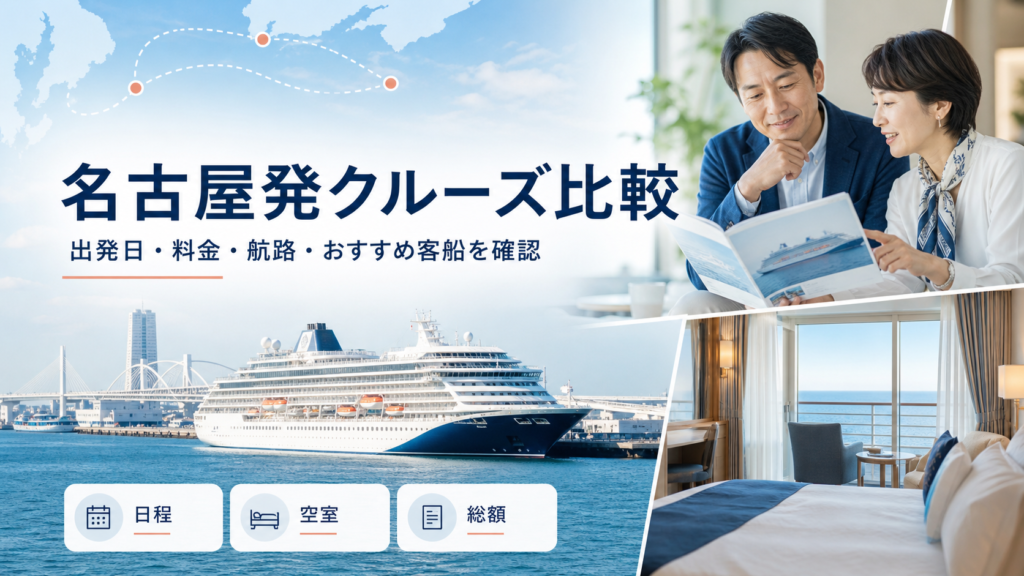 名古屋クルーズ比較｜名古屋港・中部発の料金と客船の比較イメージ