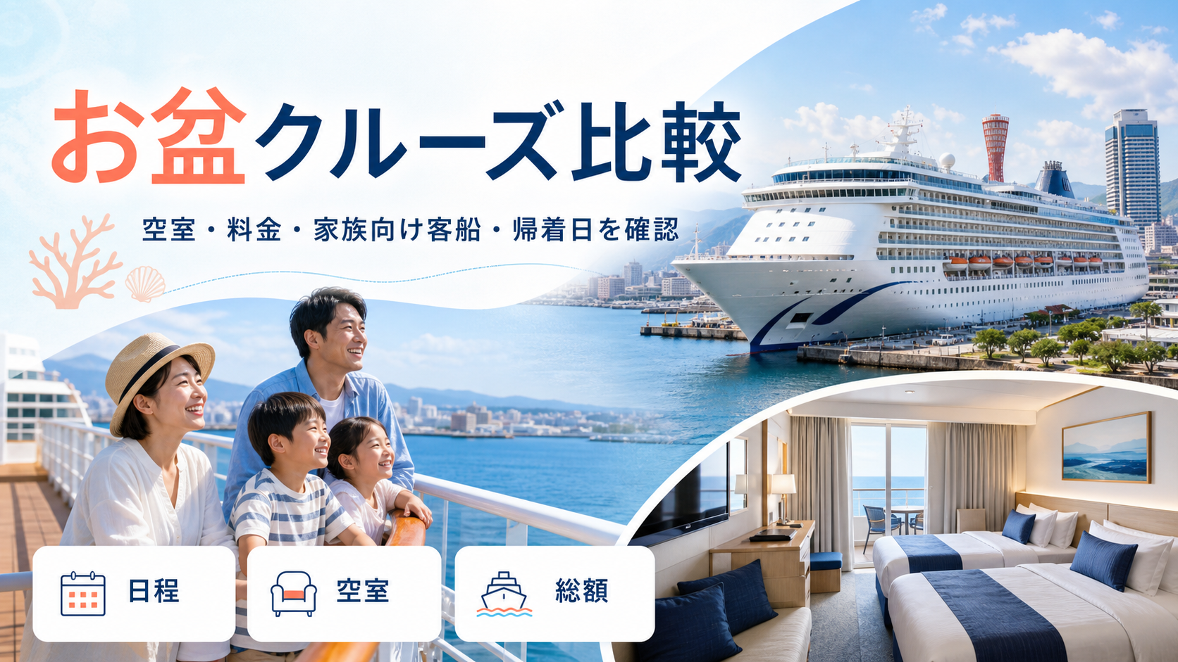 お盆クルーズはまだ予約できる?夏休みの日程・料金・空室を比較