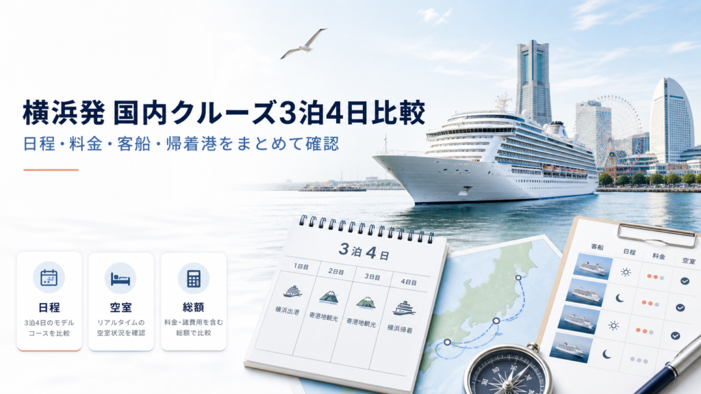 国内クルーズ3泊4日 横浜発｜日程・料金・客船を比較の比較イメージ