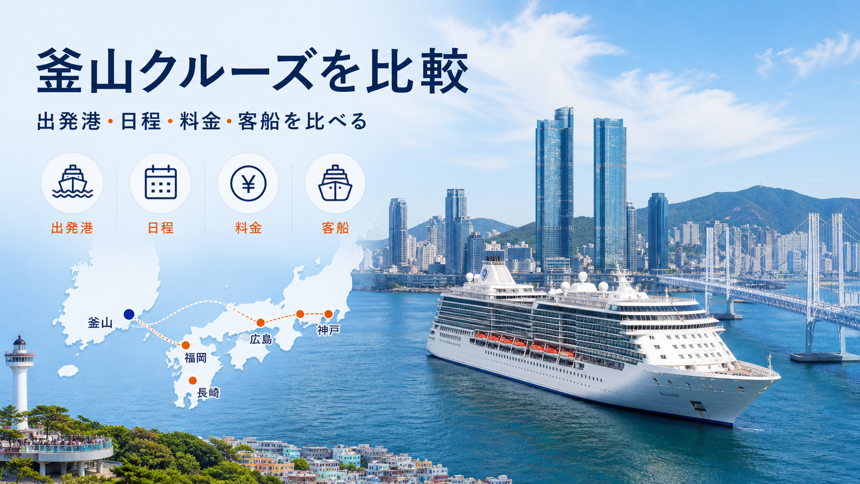 釜山クルーズはどこから乗る?博多・神戸発の料金と日程を比較