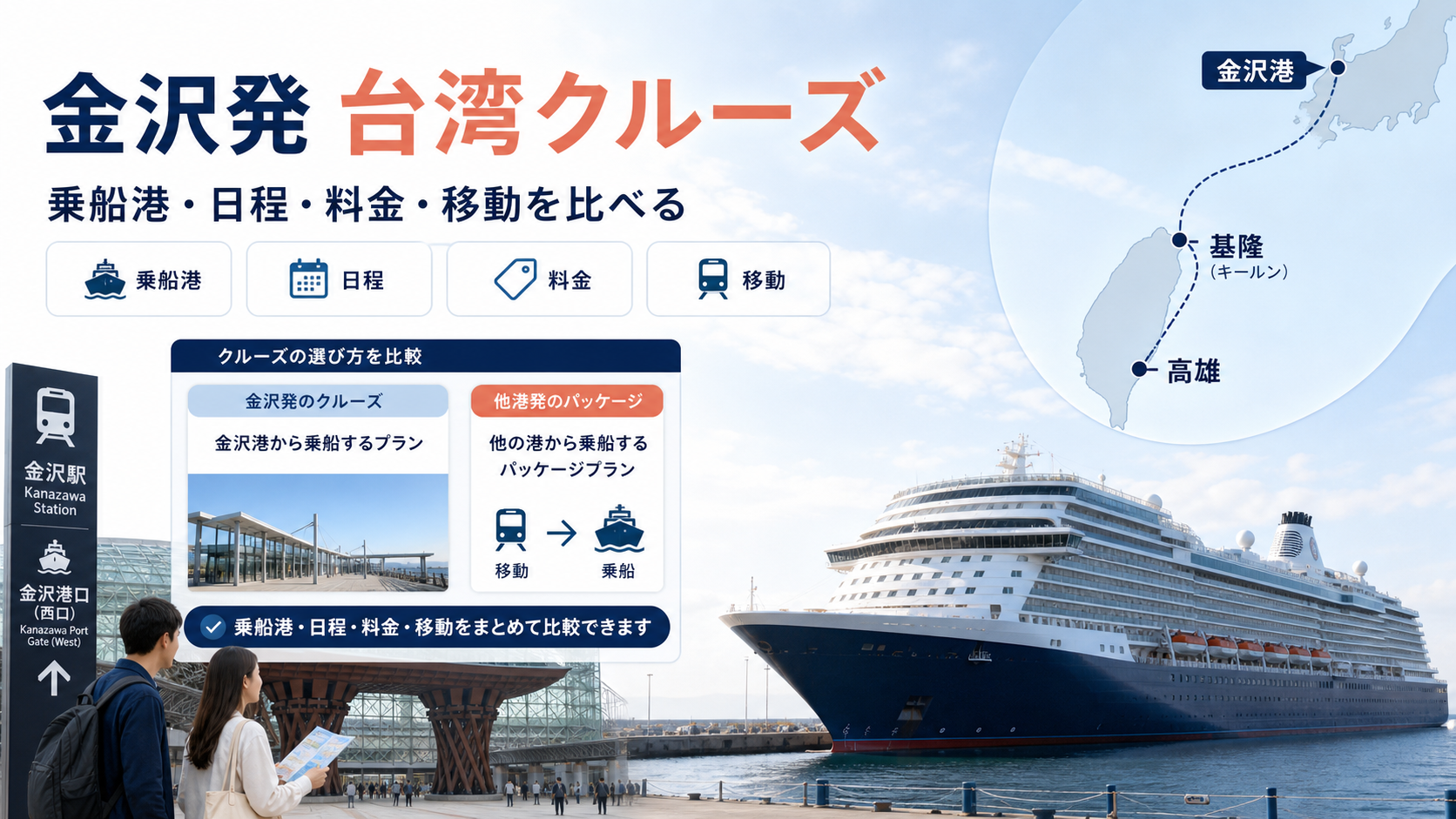 金沢発台湾クルーズはどれ?基隆・高雄航路の料金と日程