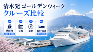 清水発 ゴールデンウィーク クルーズ比較のhero図解
