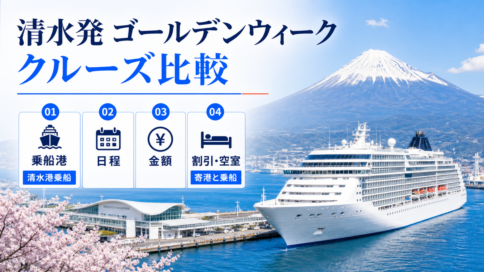 清水発 ゴールデンウィーク クルーズ比較のhero図解